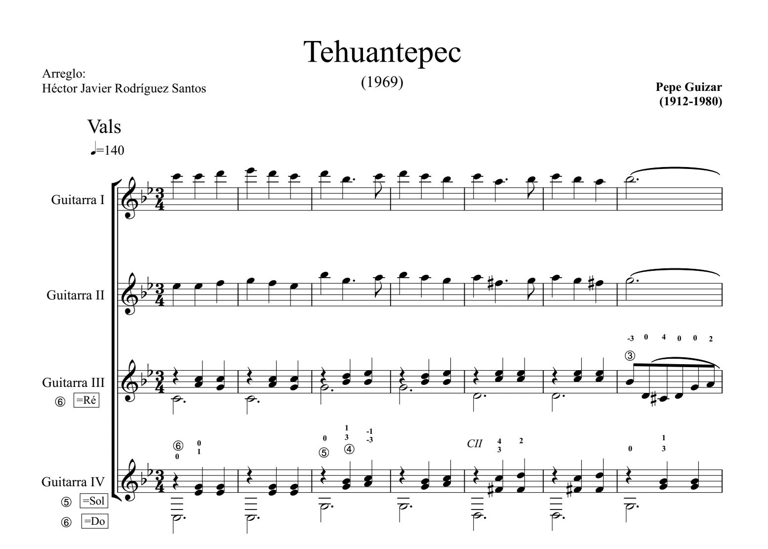 Capa da partitura Tehuantepec